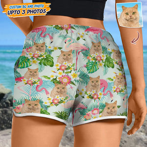 GeckoCustom Upload Cat Photo With Pattern Women's Beach Short T368 HN590