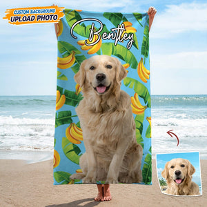 GeckoCustom Upload Dog Photo Beach Towel, T368 HN590 30"x60"