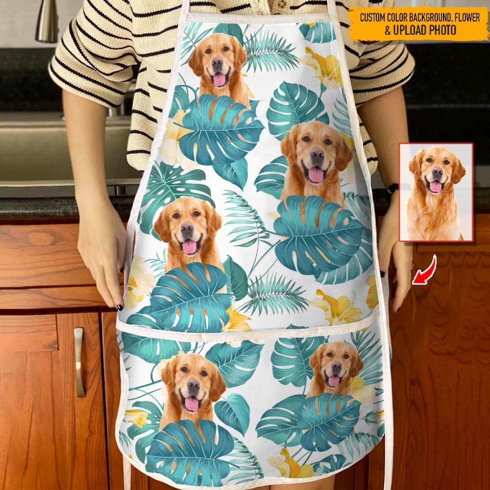 GeckoCustom Upload Dog Photo Hawaii Cotton Apron. N304 HN590