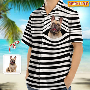 GeckoCustom Upload Dog Photo With Zebra Stripe Hawaiian Shirt K228 889081