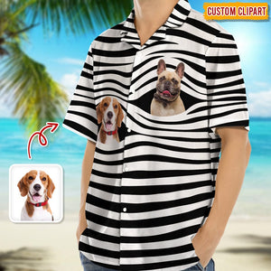 GeckoCustom Upload Dog Photo With Zebra Stripe Hawaiian Shirt K228 889081