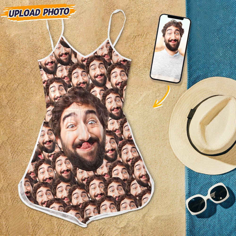 GeckoCustom Upload Face Photo Sleeveless Romper N304 889130