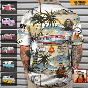 GeckoCustom Upload Family Photo Camping Hawaii Shirt N369 HN590