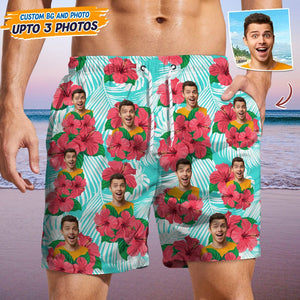 GeckoCustom Upload Human Face Photo With Pattern Men's Beach Short T368 HN590 S