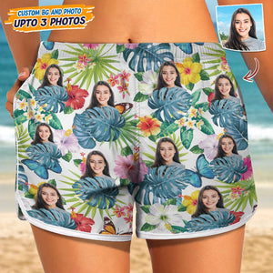 GeckoCustom Upload Human Face Photo With Pattern Women's Beach Short T368 HN590