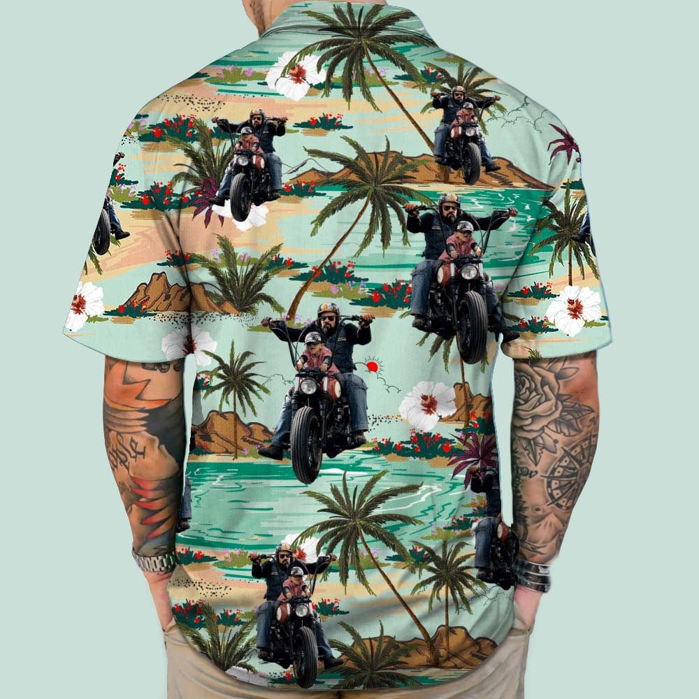 GeckoCustom Upload Photo Biker Hawaiian Shirt, T368 HN590