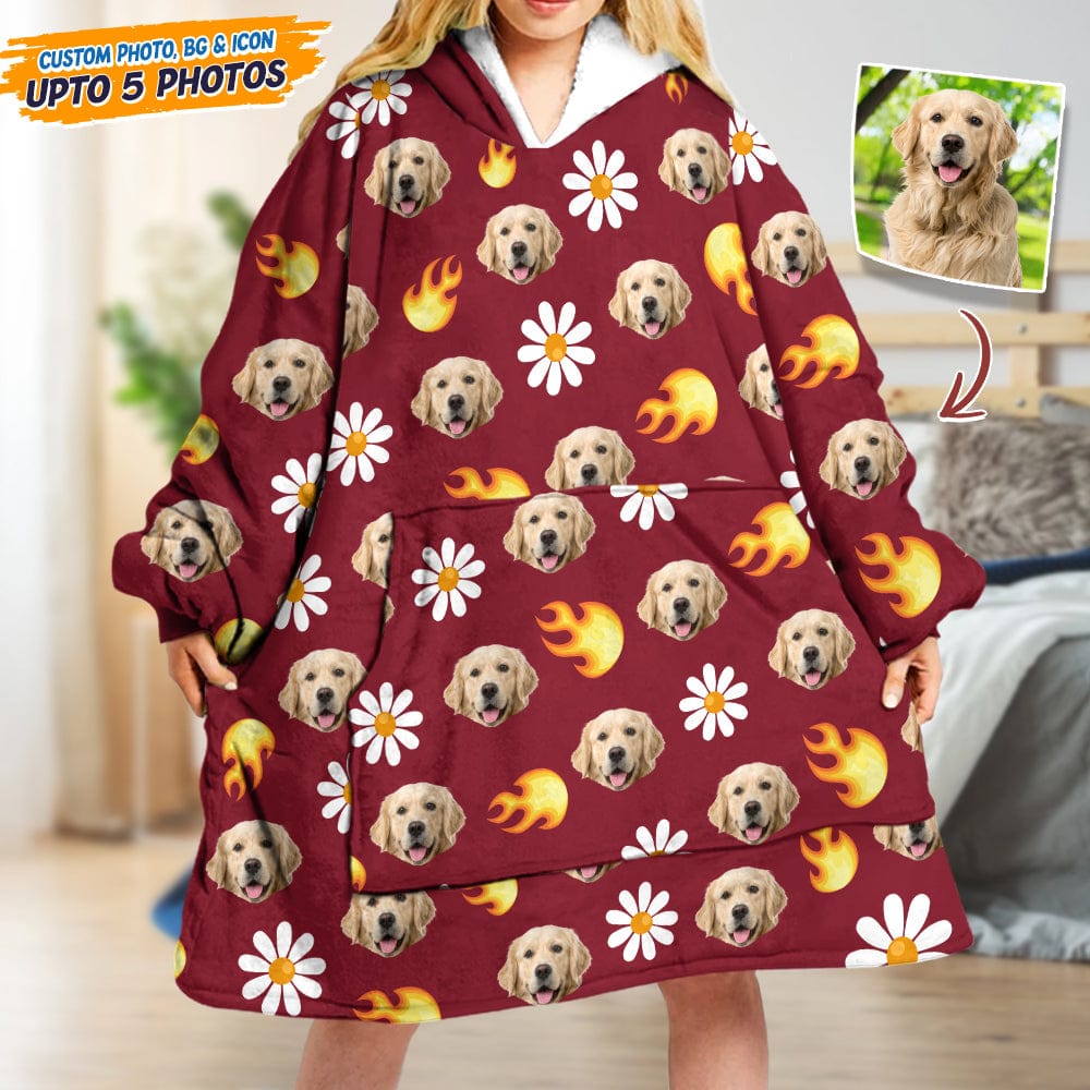 GeckoCustom Upload Photo Dog Cat With Accessories Pattern Hoodie Blanket T368 HN590 4XL / 1