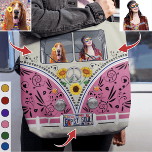 GeckoCustom Upload Photo Dog Tote Bag For Hippie, Dog Lover Gift HN590