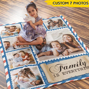 GeckoCustom Upload Photo Family Is Everything Baby Blanket HN590 VPS Cozy Plush Fleece 30 x 40 Inches (baby size)