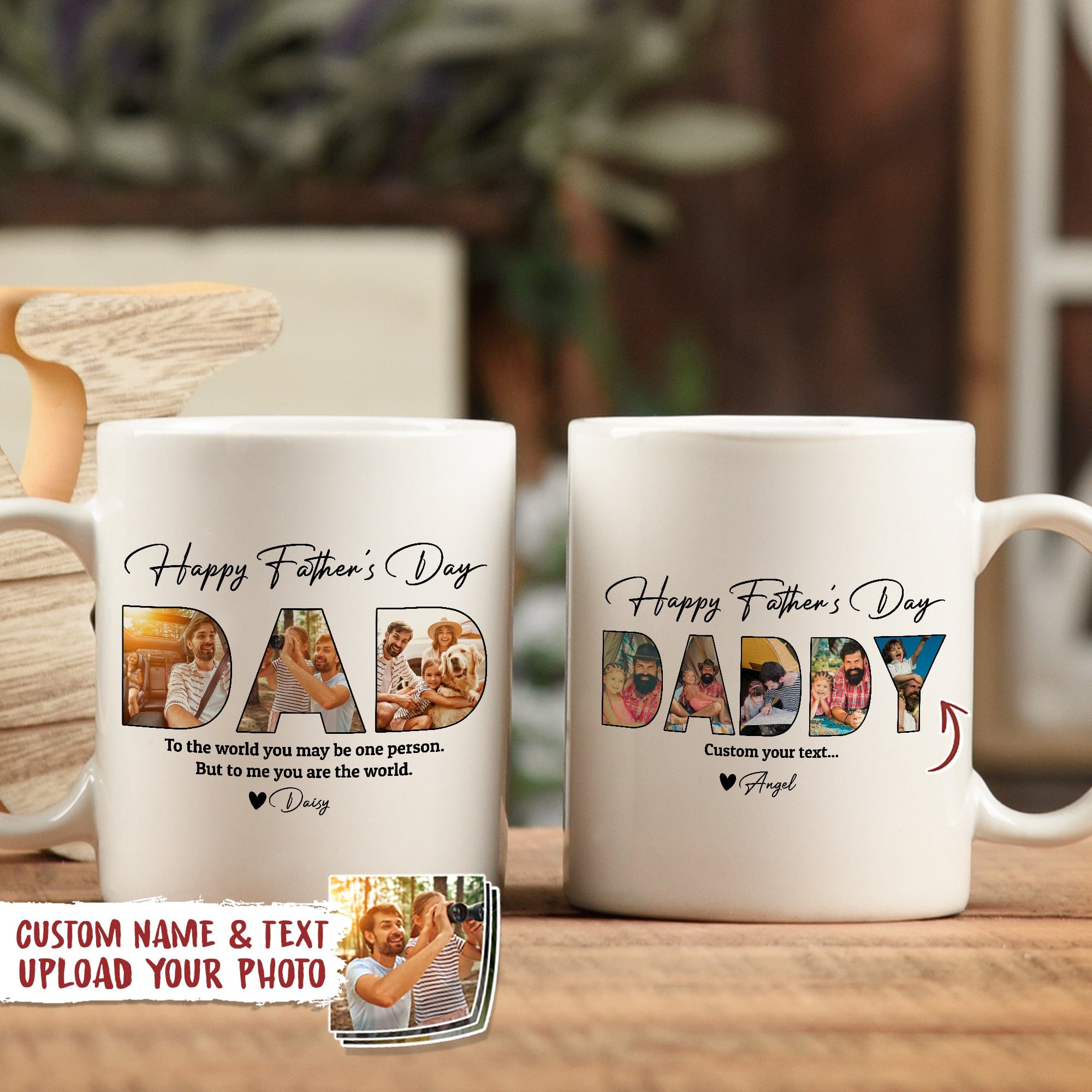 GeckoCustom Upload Photo Happy Father's Day Family Mug, HN590