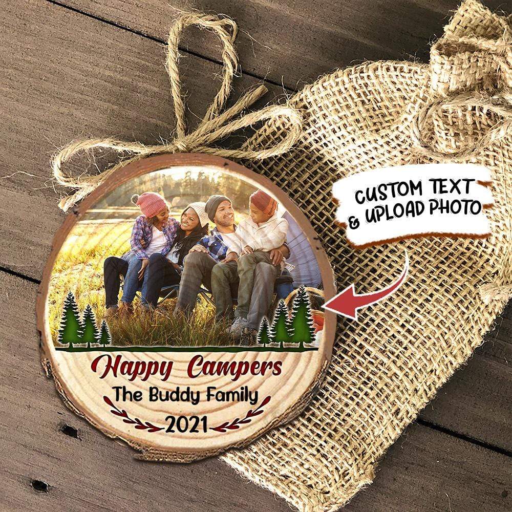 GeckoCustom Upload photo Ormanet For Campers, Christmas Wood Slice Ornament, HN590