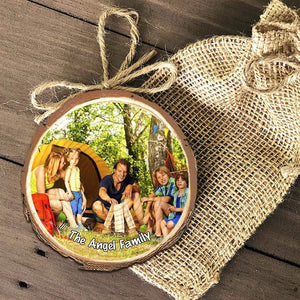 GeckoCustom Upload photo Ornament Family Ornament Christmas Wood Slice Ornament, HN590