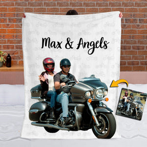 GeckoCustom Upload Your Photo Biker Blanket, Motorcycle Blanket, HN590 VPS Cozy Plush Fleece 30 x 40 Inches (baby size)