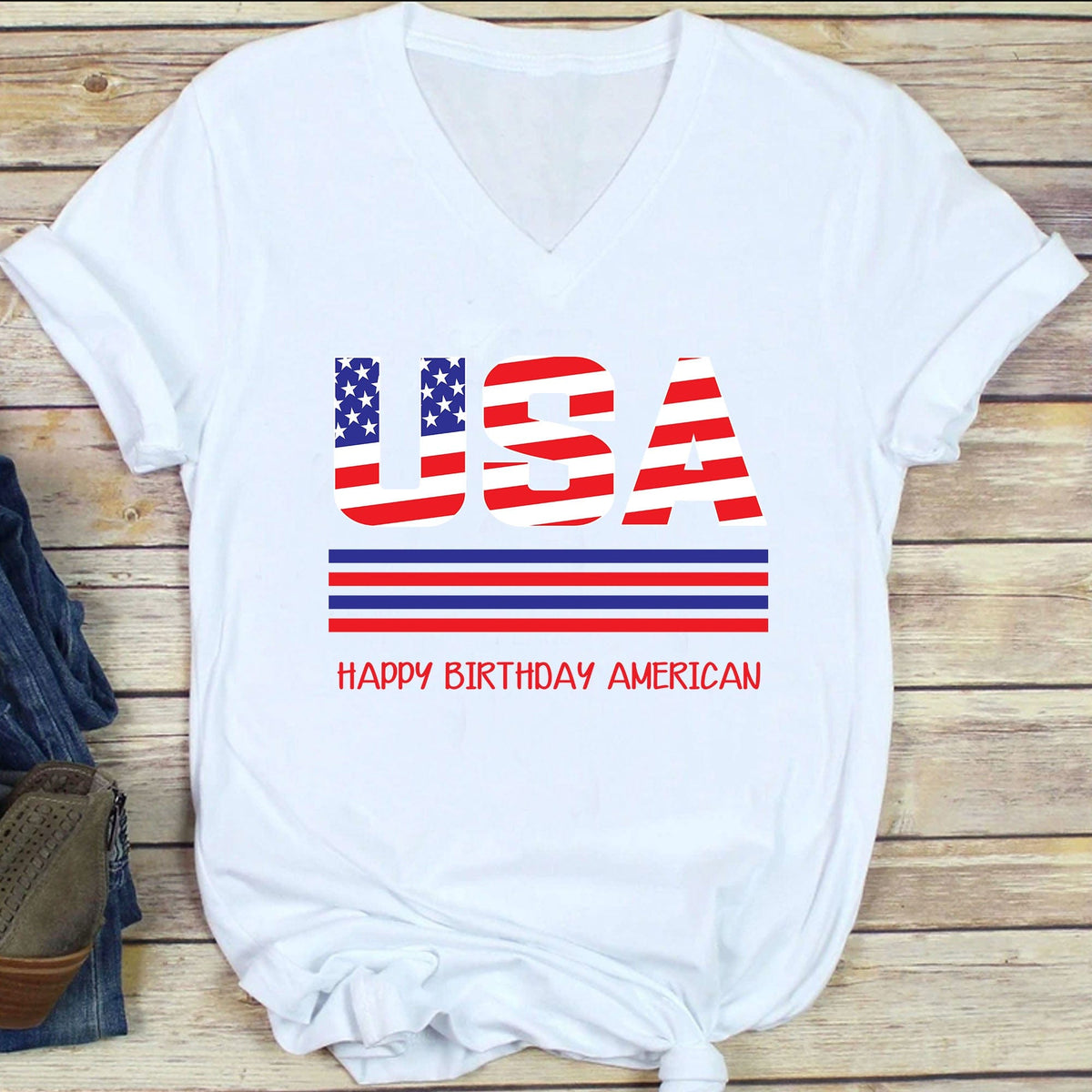 GeckoCustom Usa Flag 4th of July Personalized Custom Shirt H392