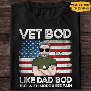 GeckoCustom Vet Bod More Knee Pain Veteran Shirt Unisex T-Shirt / Black / S