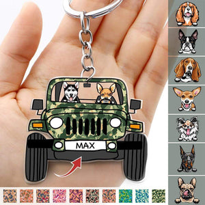 GeckoCustom Veteran Off Road Dog Keychain, Acrylic Keychain Car For Dog Lovers HN590 50mm x 50mm / 1 Piece