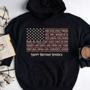 GeckoCustom Vitage American Flag Tee with States Personalized Custom 4 Th Of July Shirt H380