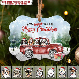 GeckoCustom We Woof You A Merry Christmas Dog Ornament, Custom Dog Lover Gift, Christmas Gift, HN590 One Size / MDF