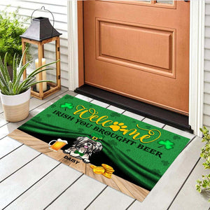 GeckoCustom Welcome Irish You Brought Beer Dog St.Patrick's Day Doormat HN590