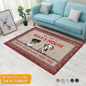 GeckoCustom Welcome To Dog's House Dog Patio Rug, Dog Lover Gift HN590