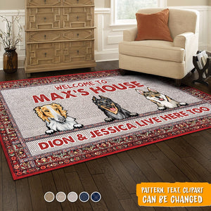 GeckoCustom Welcome To Dog's House Dog Patio Rug, Dog Lover Gift HN590