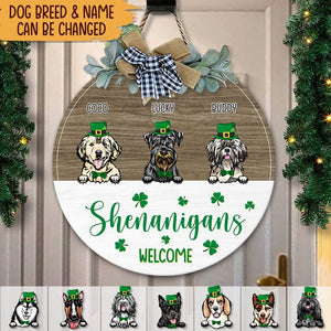 GeckoCustom Wood Door Sign With Dog, St.Patrick's Day Door Wreath HN590