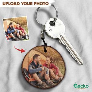 GeckoCustom Wood Slice Photo Keyring Double Sided, Valentine Gift HN590