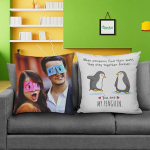 GeckoCustom You Are My Penguin Couple Throw Pillow, Valentine Gift HN590