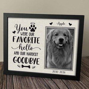 GeckoCustom You Were Our Favorite Hello And Our Hardest Goodbye Dog Picture Frame 10"x8"