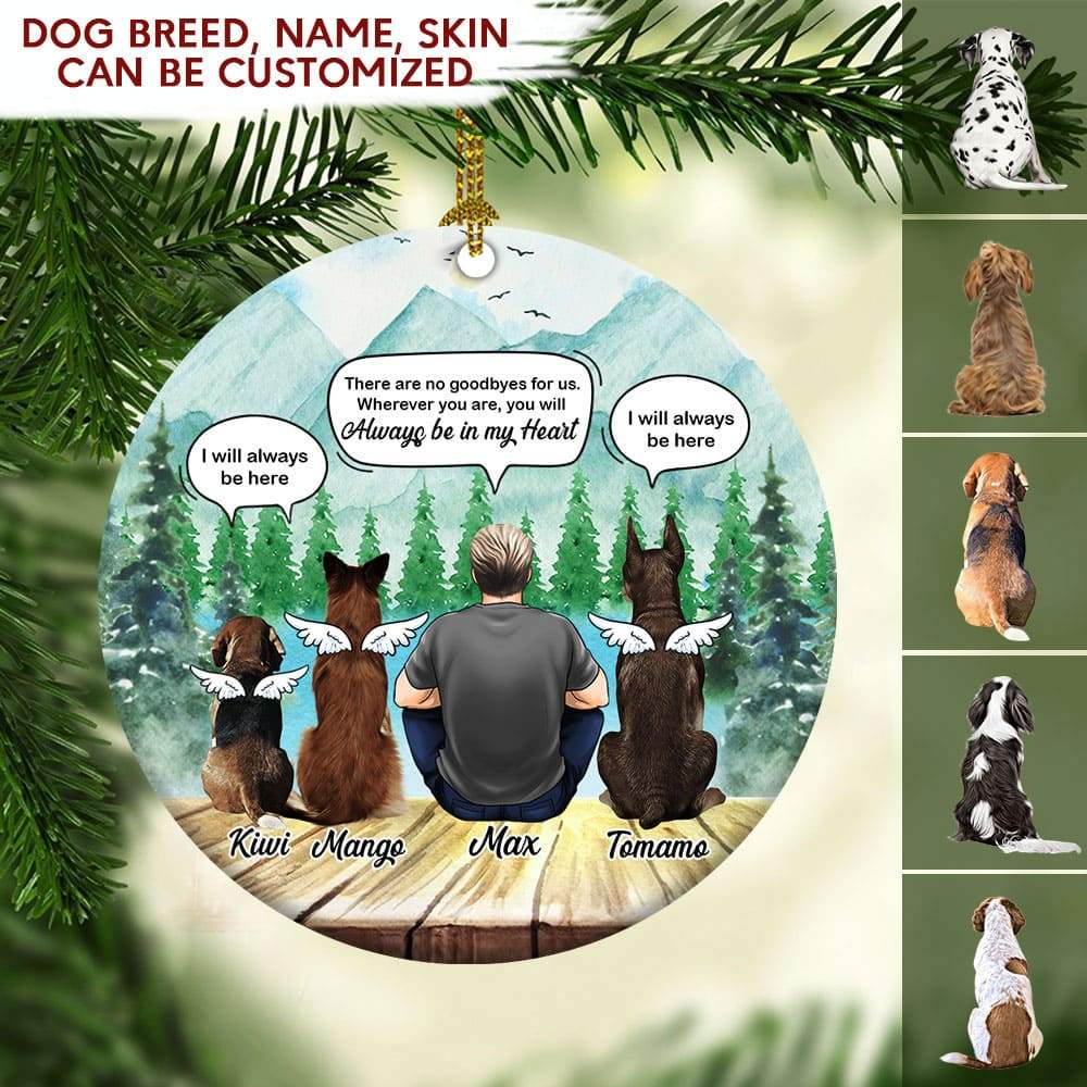 GeckoCustom You Will Always Be In My Hearts Man With Dog Ornament HN590 Pack 5 - 35% OFF / 2.75" tall - 0.125" thick