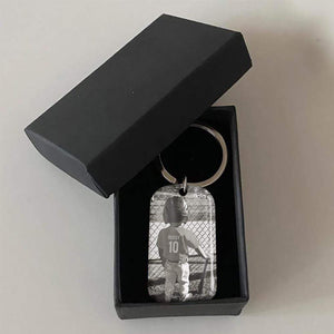 GeckoCustom Your Team Become Yours Family Baseball Metal Keychain, HN590 With Gift Box (Favorite) / 1.77" x 1.06" / Grey Scale